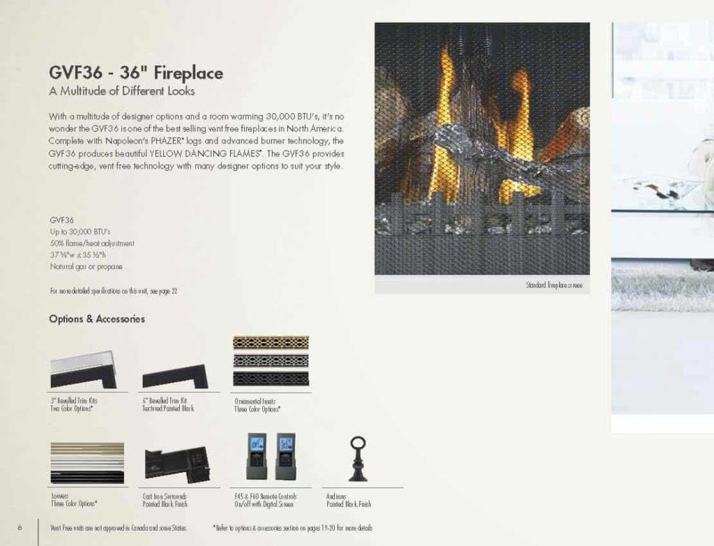 Grandville VF36 Vent Free Gas Fireplace