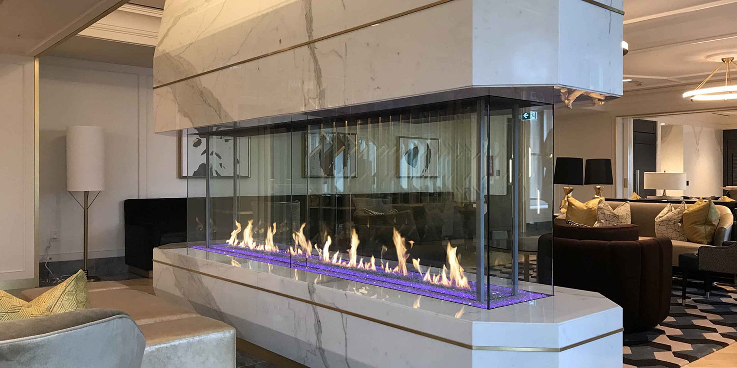 Island Linear Gas Fireplace DaVinci Collection of Modern Fireplaces